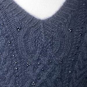 Ralph Lauren Jet Beaded Cashmere Cable Sweater